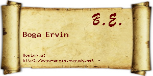 Boga Ervin névjegykártya